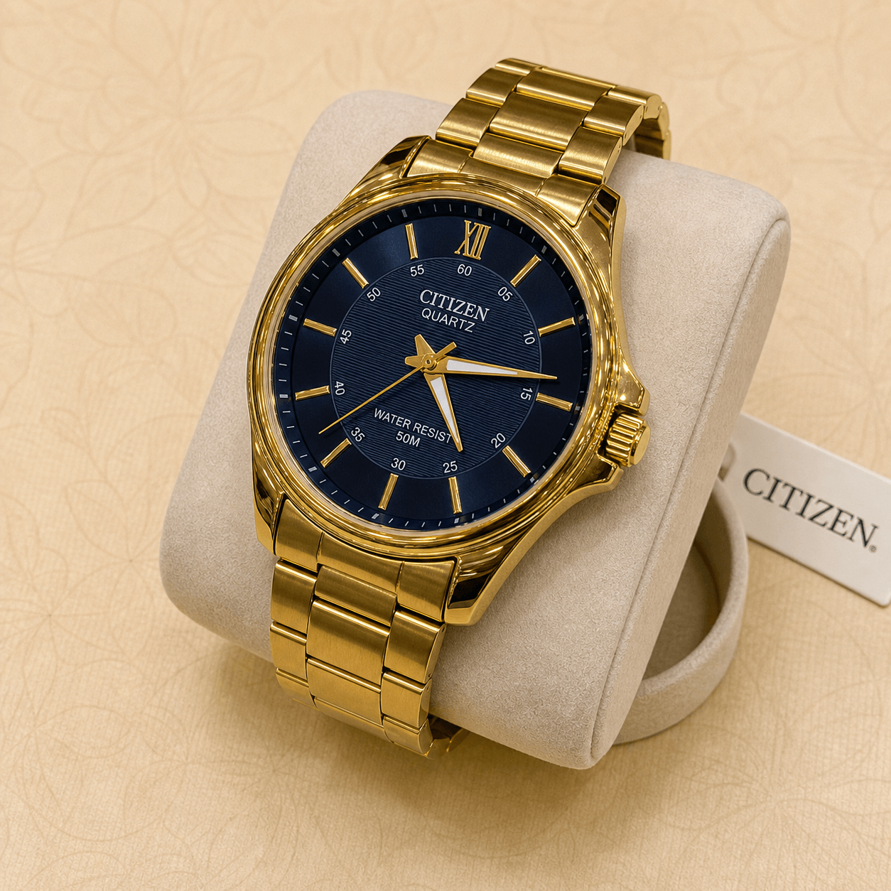 Citizen Quartz 50M — Gold / Navy