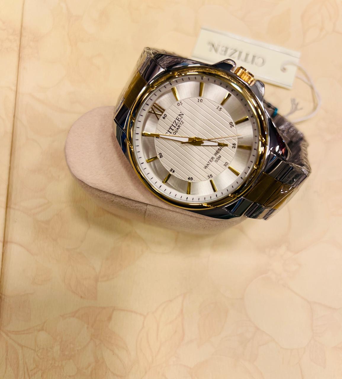 Citizen Quartz 50M — Two-Tone Silver detail